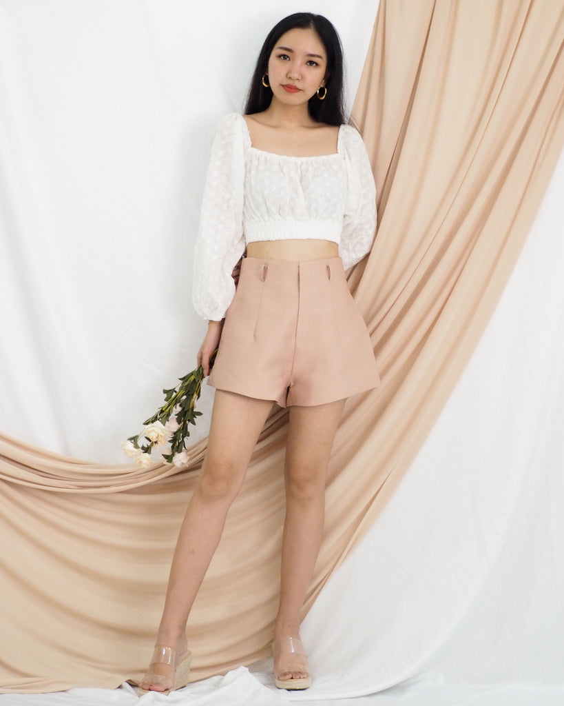 Clea Highwaist Tailored Shorts (CHAMPAGNE PINK)