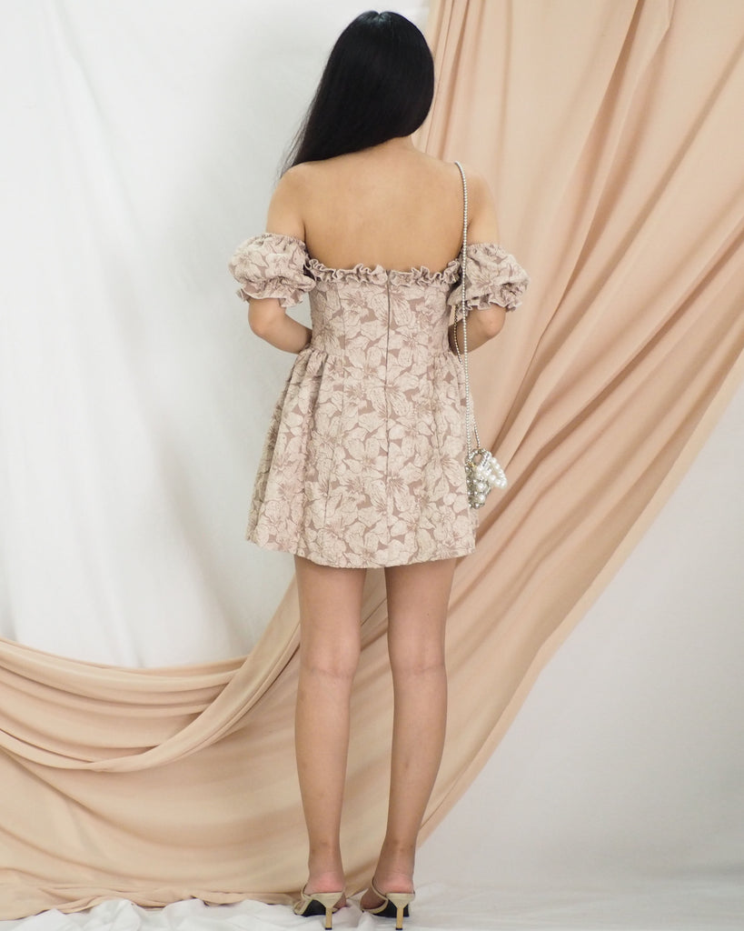 Tiana Off Shoulder Mini Dress (BROWN)